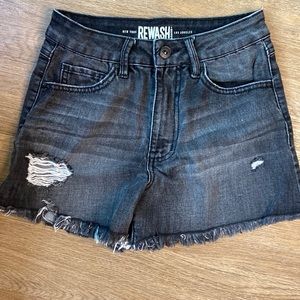 Black denim shorts